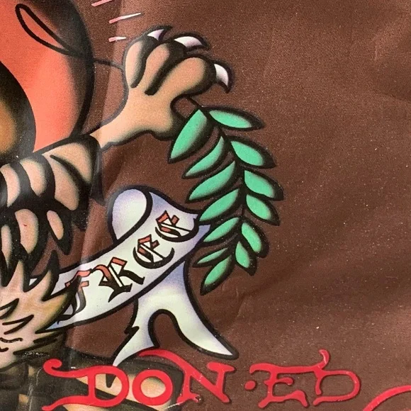 Ed Hardy Vintage Duffel Bag Brown with Colorful Design (Men or Women) - Picture 9 of 9